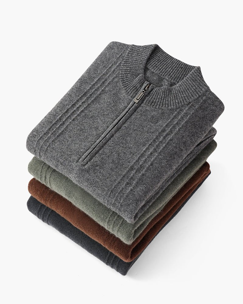100% Cashmere Ribbed Half Zip - SANVELIER SHOP