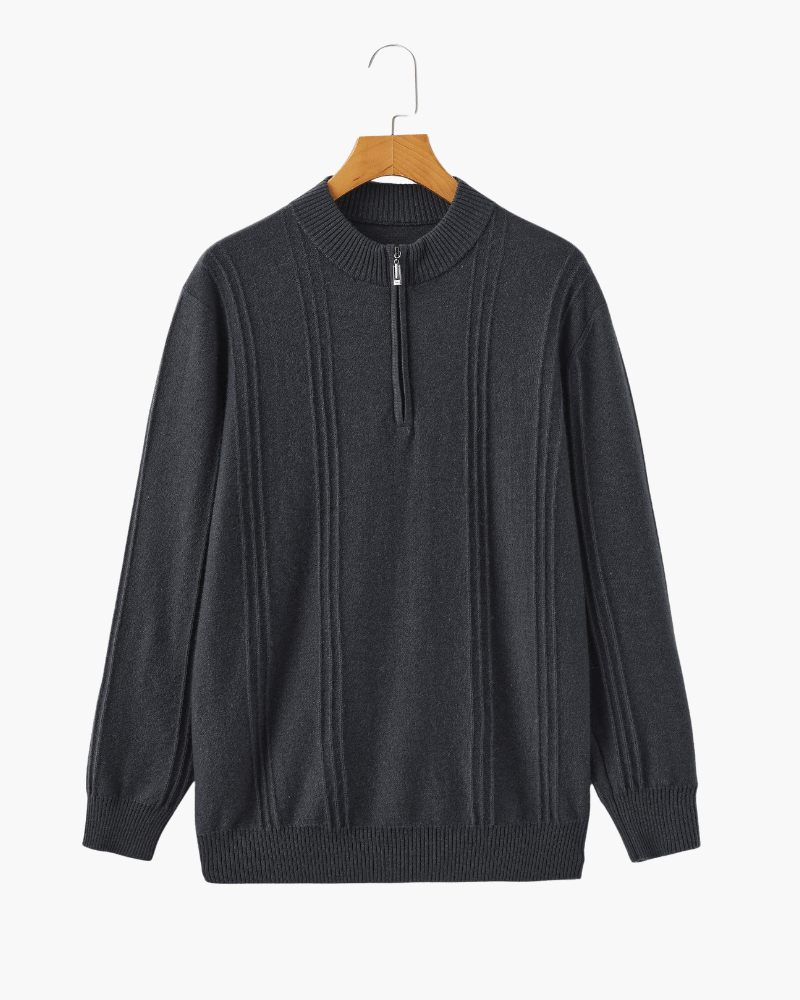 100% Cashmere Ribbed Half Zip - SANVELIER SHOP