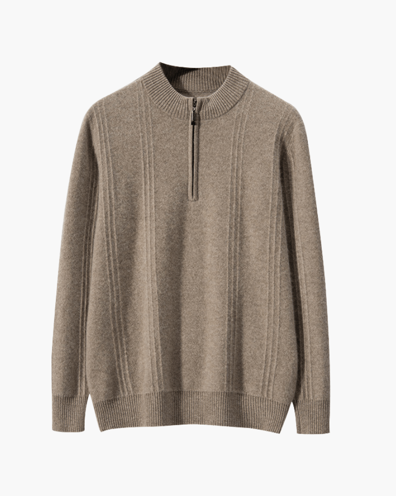 100% Cashmere Ribbed Half Zip - SANVELIER SHOP