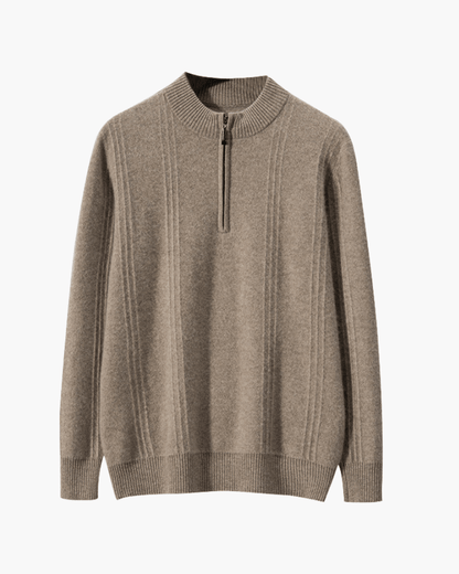 100% Cashmere Ribbed Half Zip - SANVELIER SHOP