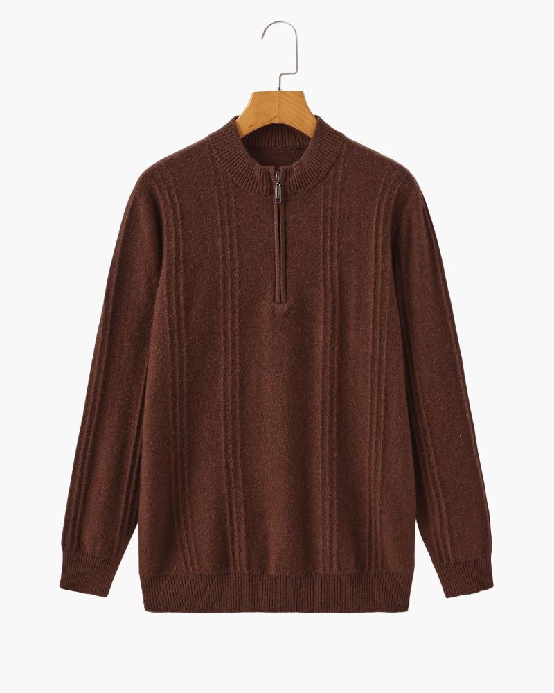 100% Cashmere Ribbed Half Zip - SANVELIER SHOP