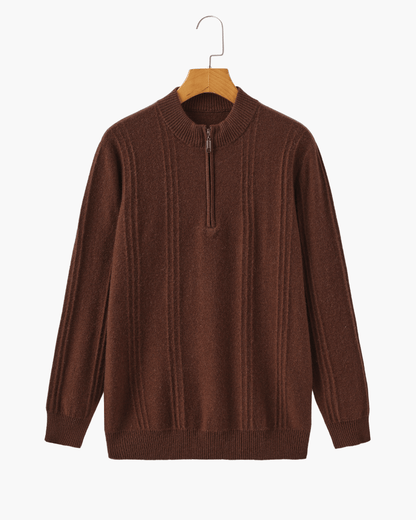 100% Cashmere Ribbed Half Zip - SANVELIER SHOP