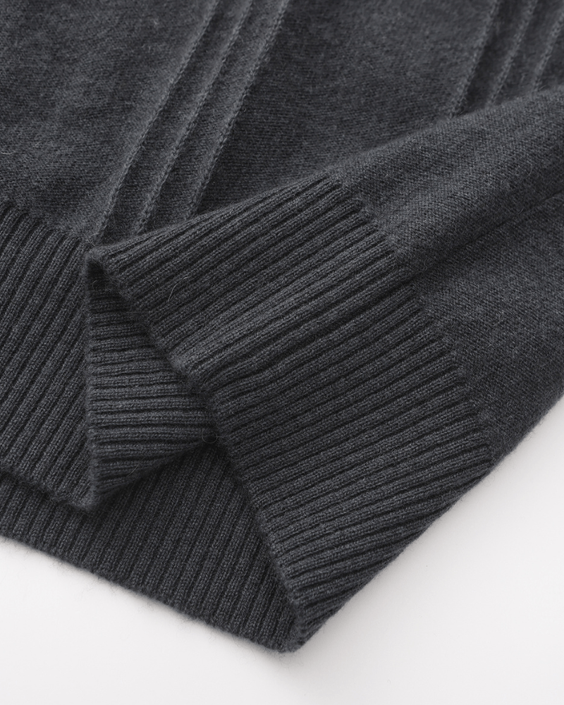 100% Cashmere Ribbed Half Zip - SANVELIER SHOP