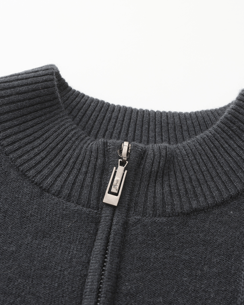 100% Cashmere Ribbed Half Zip - SANVELIER SHOP