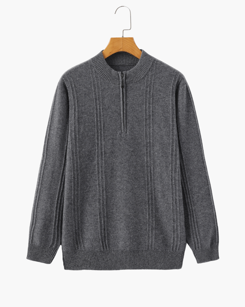 100% Cashmere Ribbed Half Zip - SANVELIER SHOP