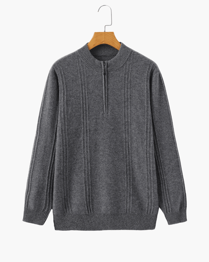 100% Cashmere Ribbed Half Zip - SANVELIER SHOP