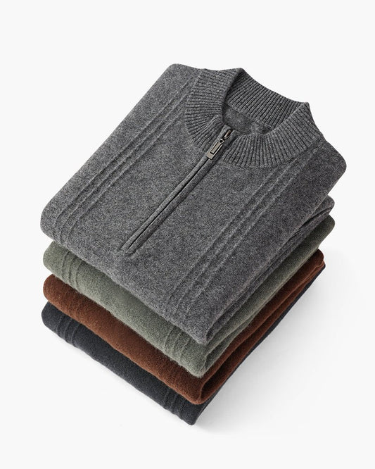 100% Cashmere Ribbed Half Zip - SANVELIER SHOP