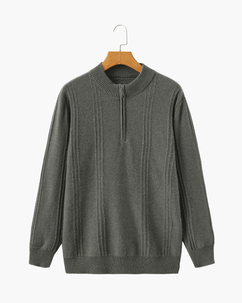 100% Cashmere Ribbed Half Zip - SANVELIER SHOP
