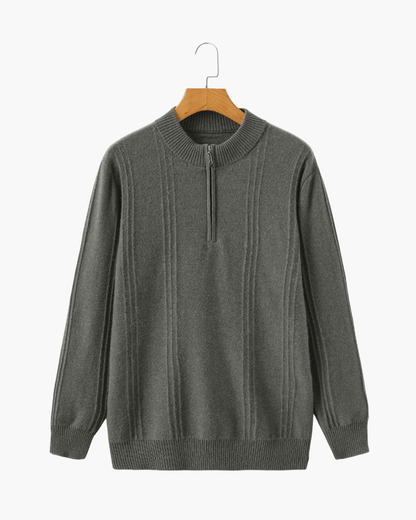 100% Cashmere Ribbed Half Zip - SANVELIER SHOP