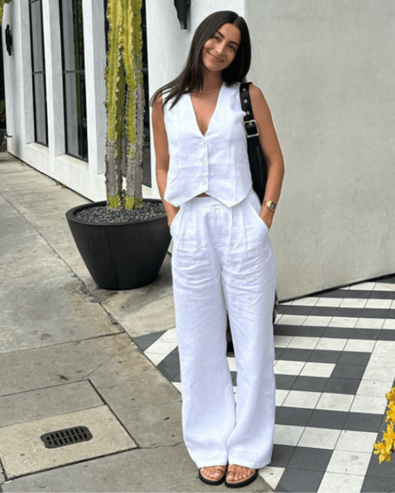 Classy Lady - Linen Two - piece Set - SANVELIER SHOP